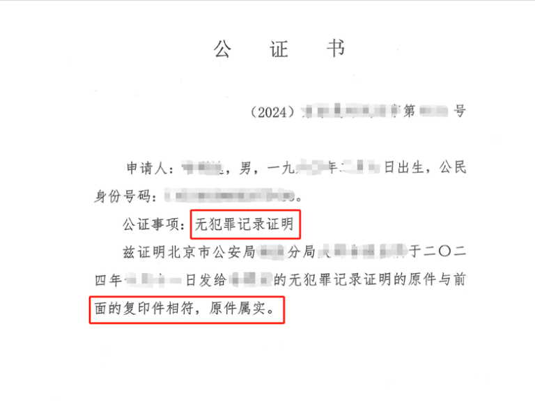 新版无犯罪记录证明